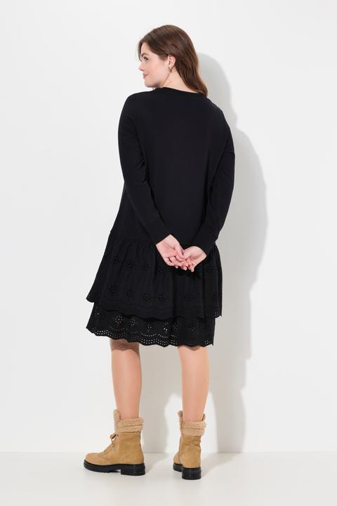 Produktbild Ulla Popken Sweatkleid, Spitze, Rundhals, Langarm (50, 52)