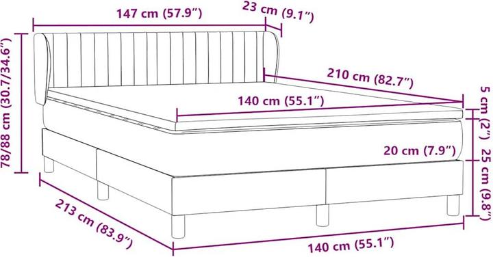 Produktbild vidaXL Boxspringbett (140 x 210 cm)