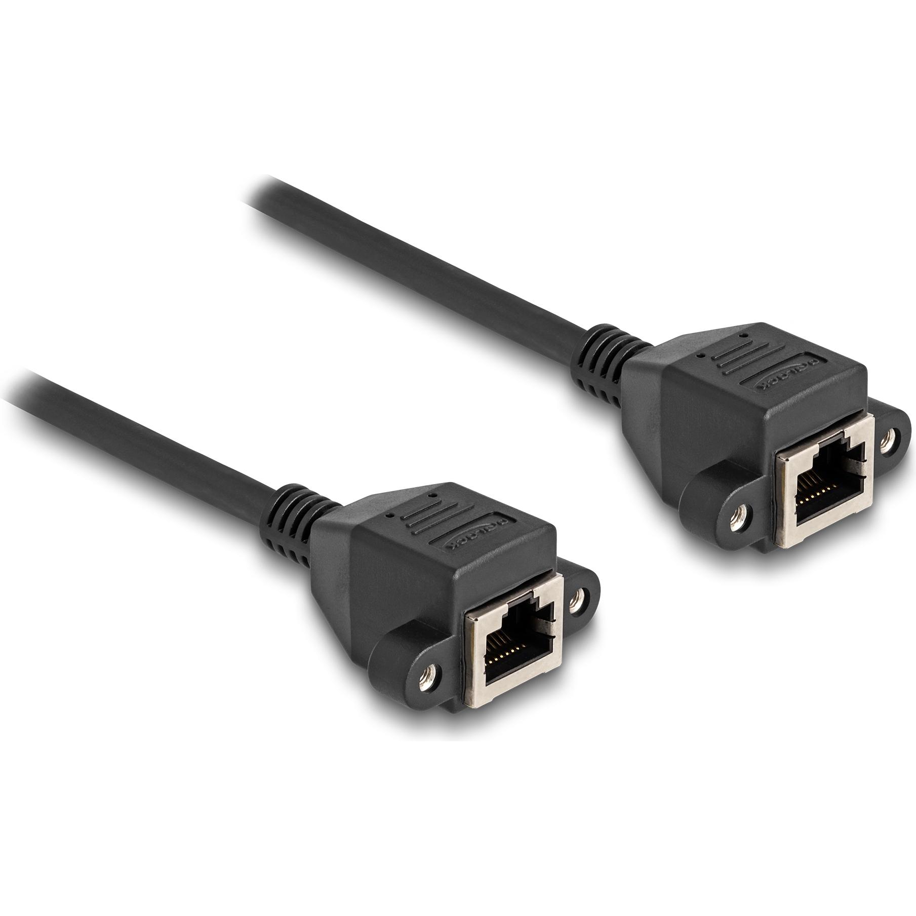 Delock Cavo di prolunga RJ50 da presa a presa S/FTP 0,5 m nero (S/FTP, 0.50 m), Cavo di rete