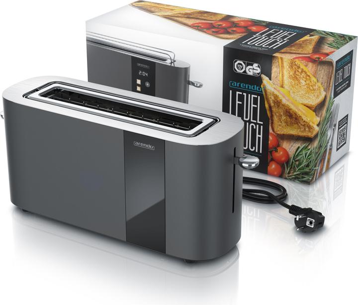 Actual product image Arendo Toaster Edelstahl 2 Scheiben Langschlitz, Restzeit & Bräunungsgradanzeige, Touch Display, 1000 W