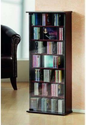 Produktbild VCM Holz CD DVD Stand Regal Vetro mit Glastür (31 x 18 x 92 cm)