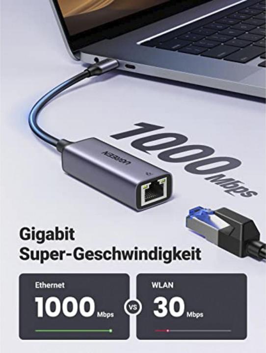 Actual product image Ugreen Gigabit Ethernet Adapter (USB-C 3.1 Gen 1, RJ45 (1x))