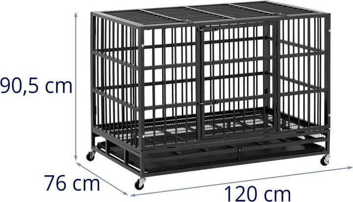 Actual product image Wiesenfield Heavy-Duty Dog Crate - 4 wheels - 2 lockable doors - 120 x 76 x 90.5 cm (Dog, Foldable, Lockable, Breathable)