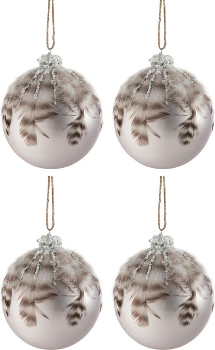 Immagine prodotto J-Line Latta 4 baubles natalizi piume di vetro verde opaco (4 -parte)