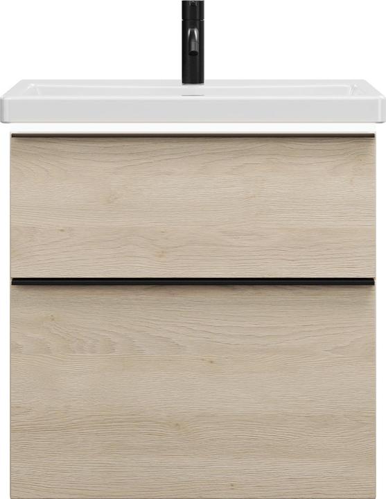 Actual product image burgbad Eqio ceramic vanity unit including vanity unit and LED vanity unit lighting, width 630 mm