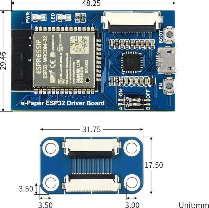 Image du produit WaveShare ESP32 Universal Raw e-Paper Driver Board WiFi Bluetooth