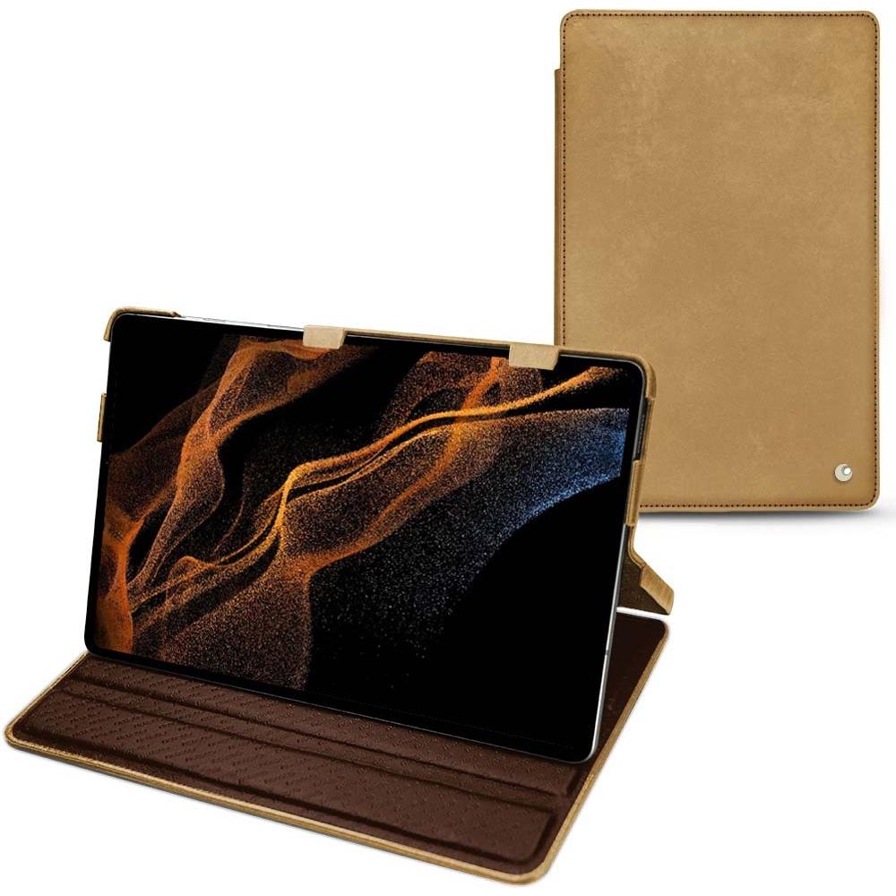 Noreve Lederschutzhülle horizontal (Galaxy Tab S8+), Tablet Hülle, Braun