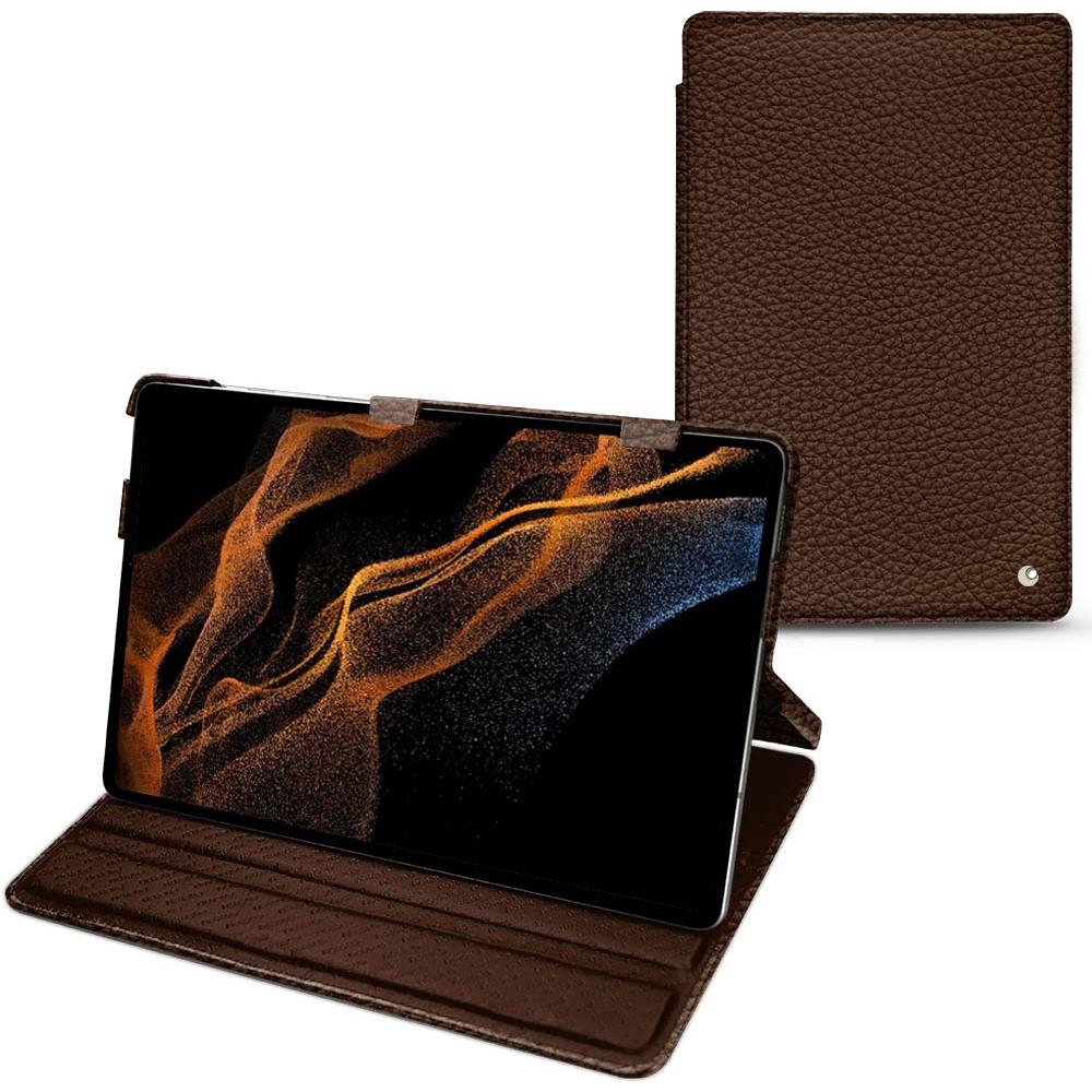Noreve Lederschutzhülle horizontal (Galaxy Tab S8+), Tablet Hülle, Braun