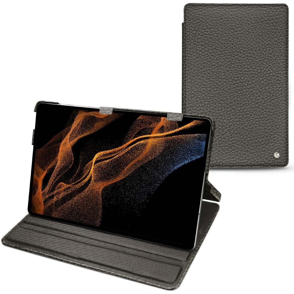 Noreve Lederschutzhülle horizontal (Galaxy Tab S8+), Tablet Hülle, Grau