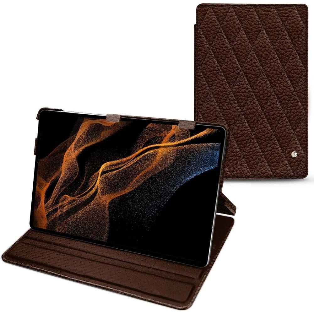 Noreve Lederschutzhülle horizontal (Galaxy Tab S8+), Tablet Hülle, Braun