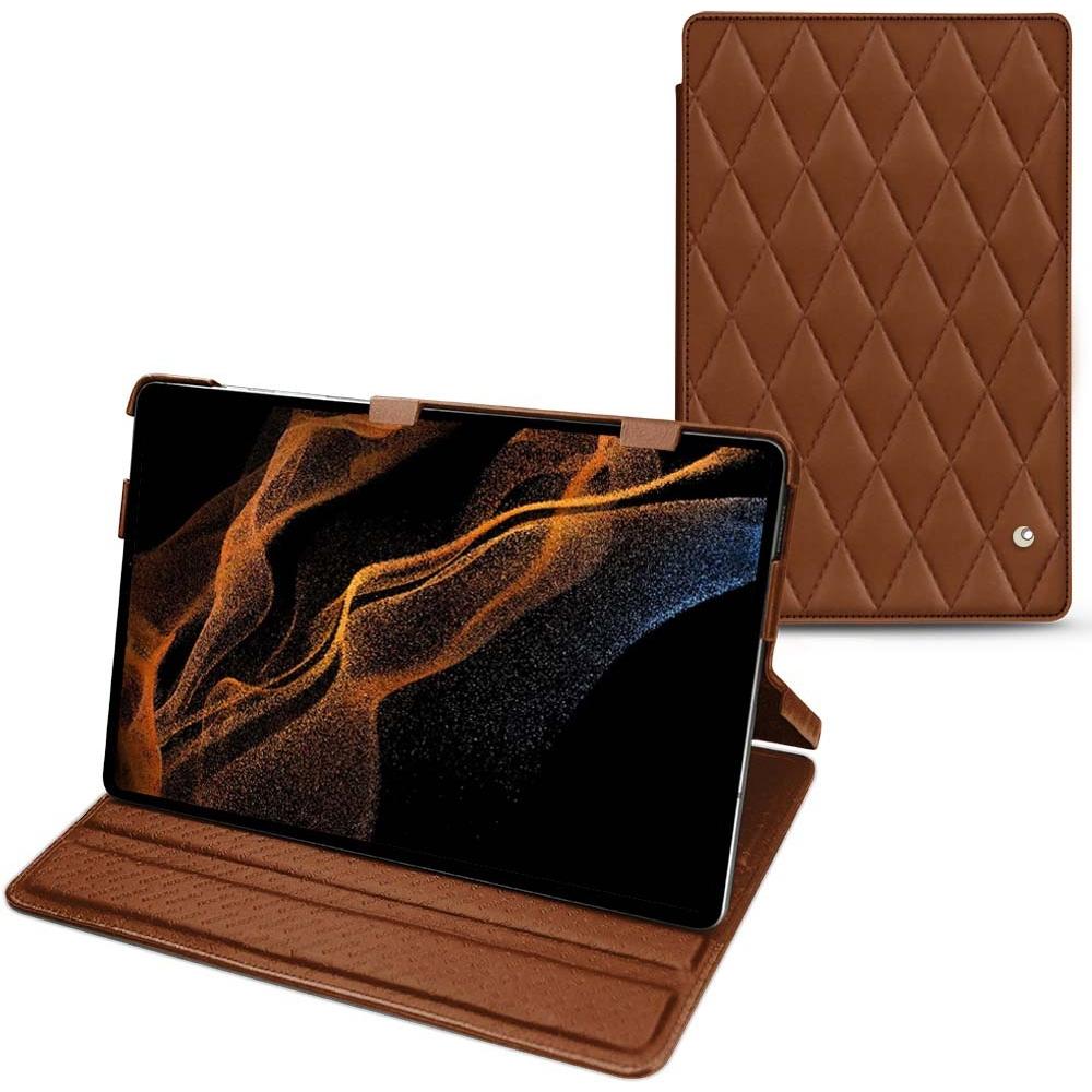 Noreve Lederschutzhülle horizontal (Galaxy Tab S8+), Tablet Hülle, Braun