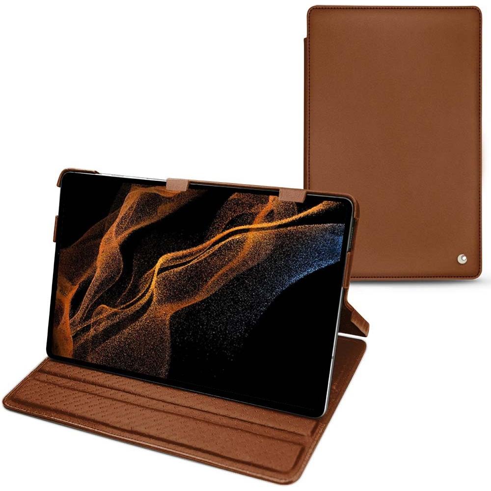 Noreve Lederschutzhülle horizontal (Galaxy Tab S8+), Tablet Hülle, Braun