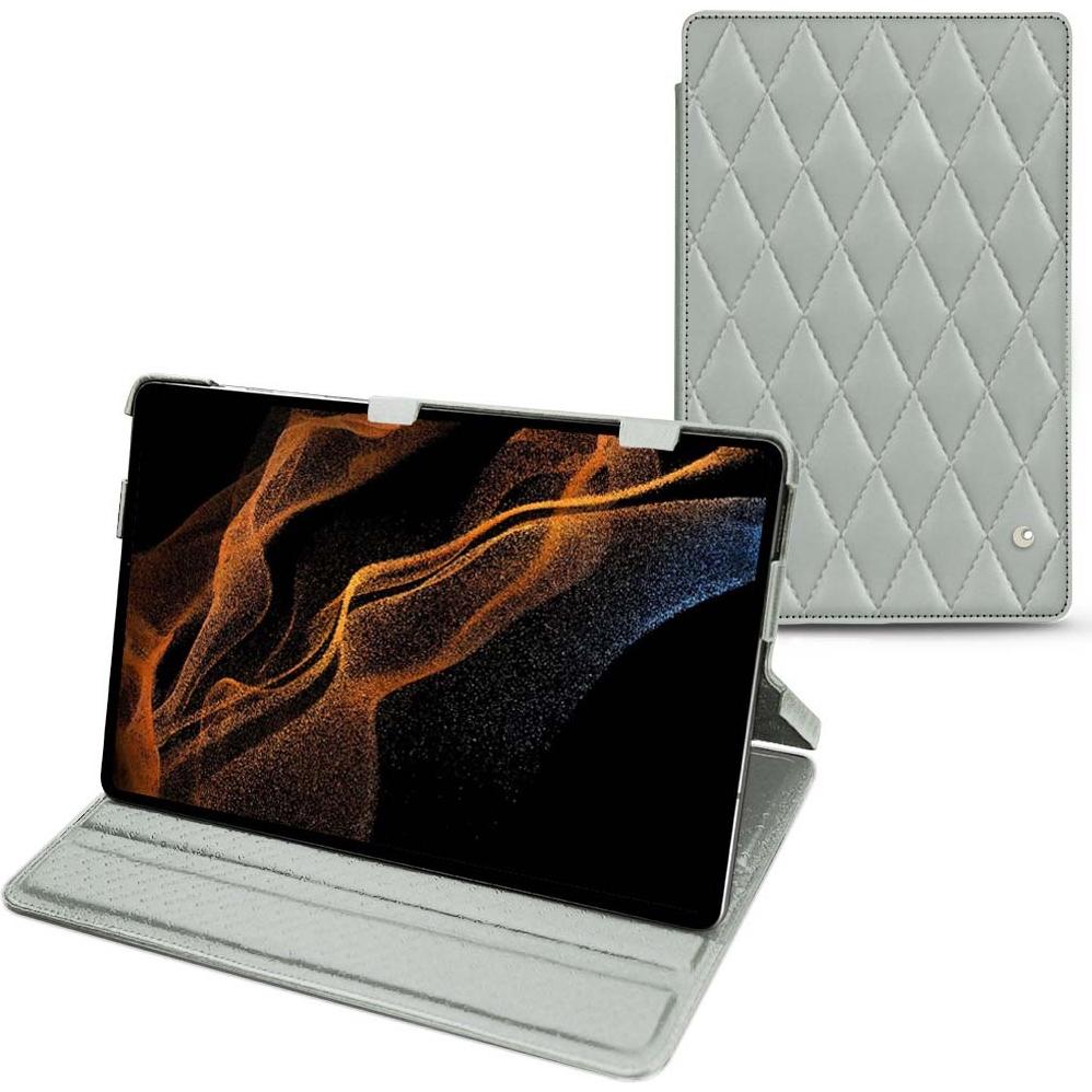 Noreve Lederschutzhülle horizontal (Galaxy Tab S8+), Tablet Hülle, Grau