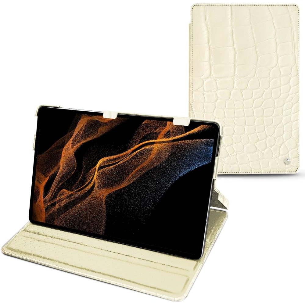 Noreve Lederschutzhülle horizontal (Galaxy Tab S8+), Tablet Hülle, Beige