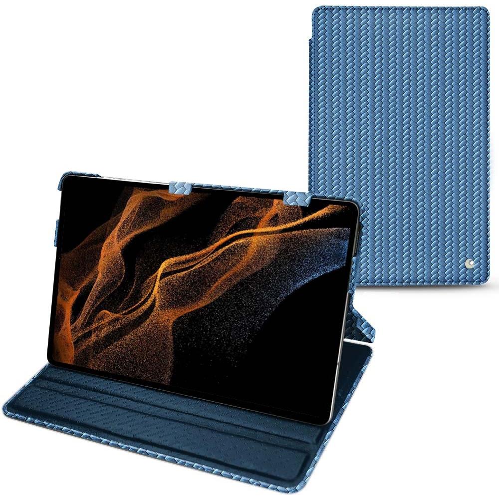 Noreve Lederschutzhülle horizontal (Galaxy Tab S8+), Tablet Hülle, Blau