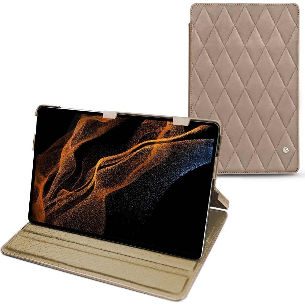 Noreve Lederschutzhülle horizontal (Galaxy Tab S8+), Tablet Hülle, Beige