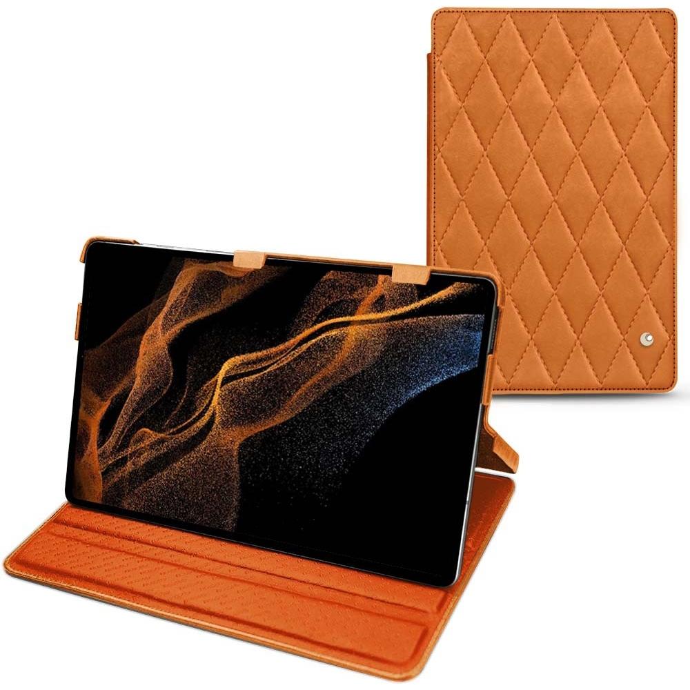 Noreve Lederschutzhülle horizontal (Galaxy Tab S8+), Tablet Hülle, Orange