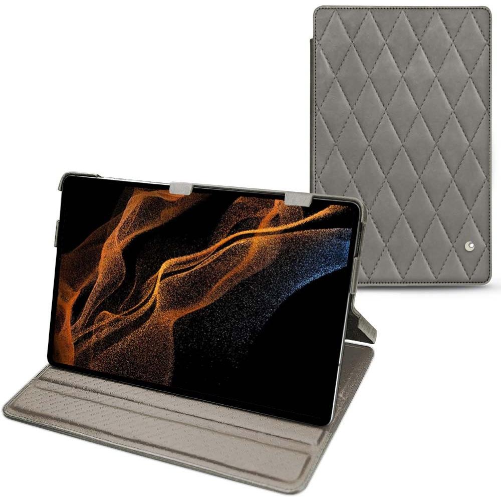Noreve Lederschutzhülle horizontal (Galaxy Tab S8+), Tablet Hülle, Grau