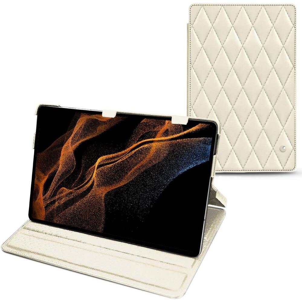 Noreve Lederschutzhülle horizontal (Galaxy Tab S8+), Tablet Hülle, Weiss