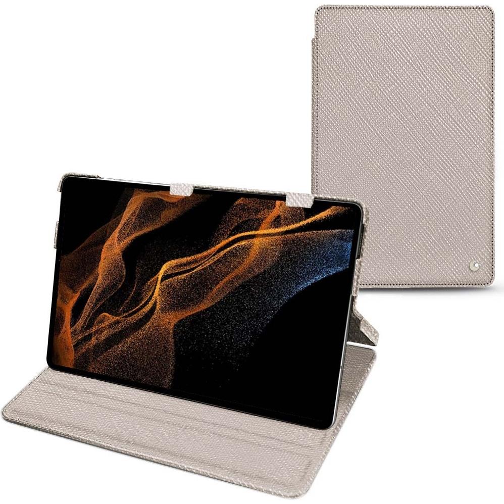 Noreve Lederschutzhülle horizontal (Galaxy Tab S8+), Tablet Hülle, Beige