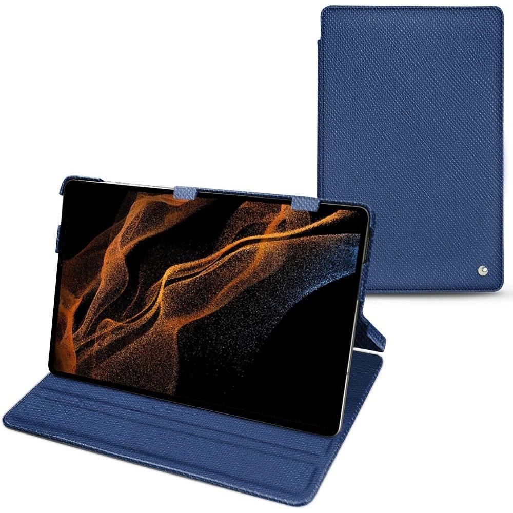 Noreve Lederschutzhülle horizontal (Galaxy Tab S8+), Tablet Hülle, Blau