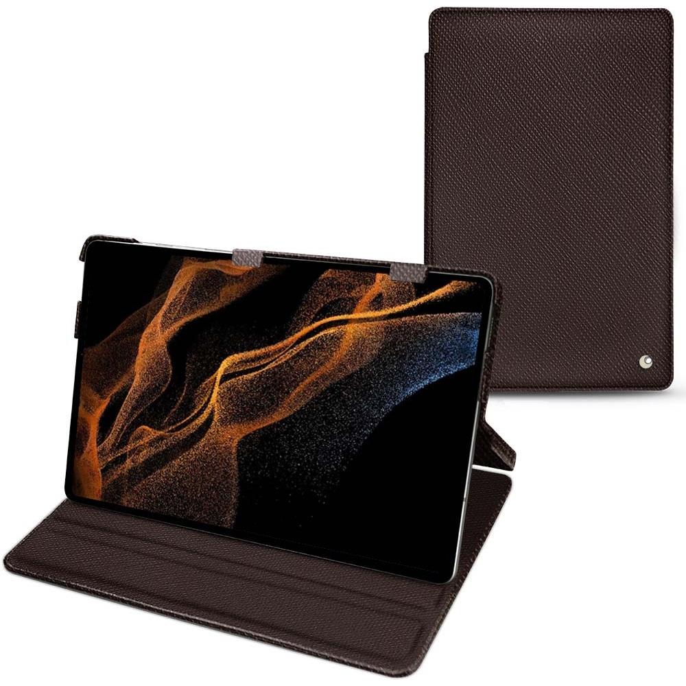 Noreve Lederschutzhülle horizontal (Galaxy Tab S8+), Tablet Hülle, Braun