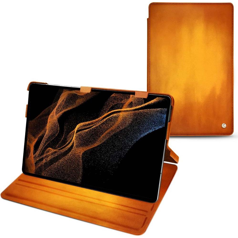 Noreve Lederschutzhülle horizontal (Galaxy Tab S8+), Tablet Hülle, Orange
