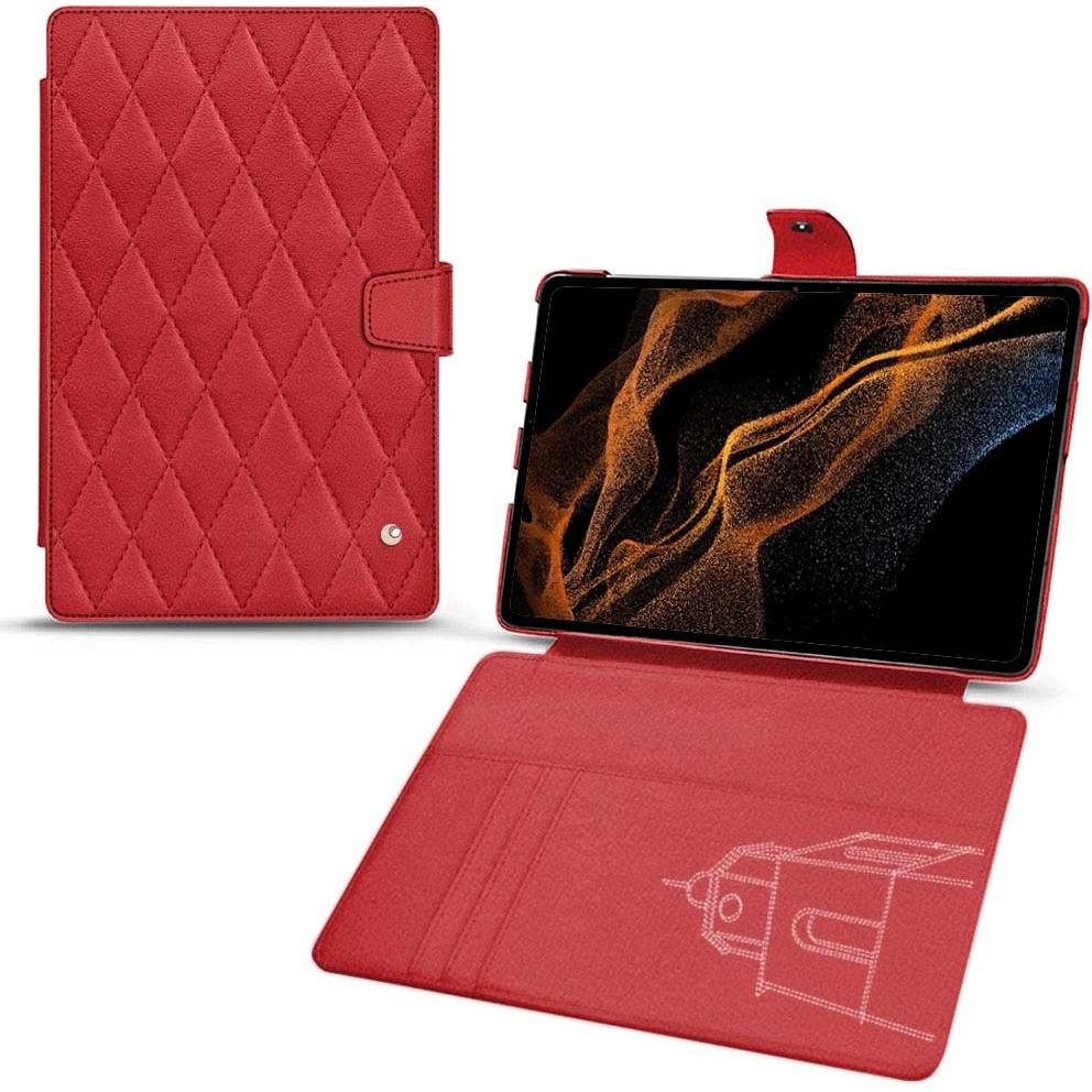 Noreve Lederschutzhülle Wallet (Galaxy Tab S8+), Tablet Hülle, Rot