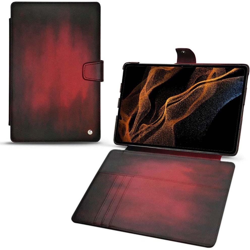 Noreve Lederschutzhülle Wallet (Galaxy Tab S8+), Tablet Hülle, Rot