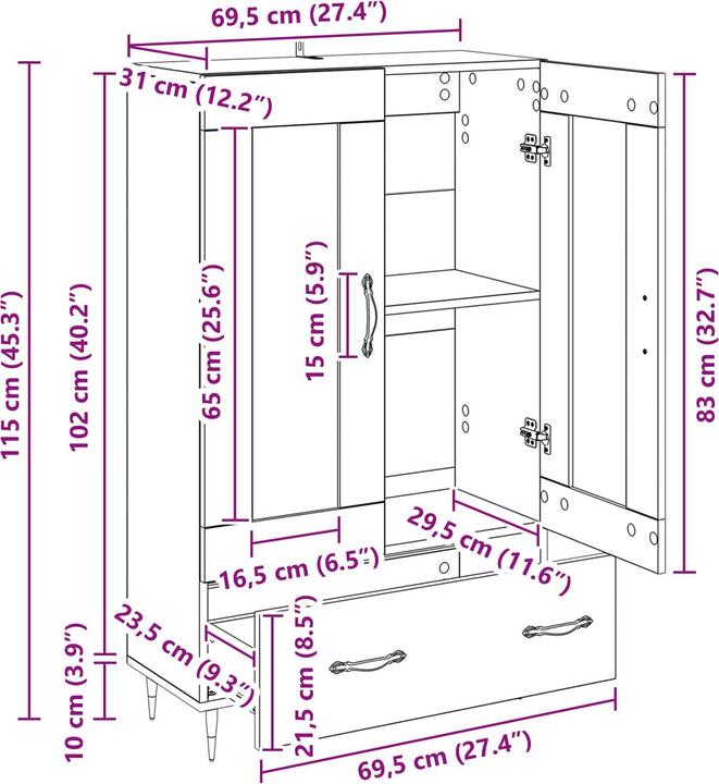 Image du produit vidaXL Modernes Highboard (69.50 x 31 x 115 cm)