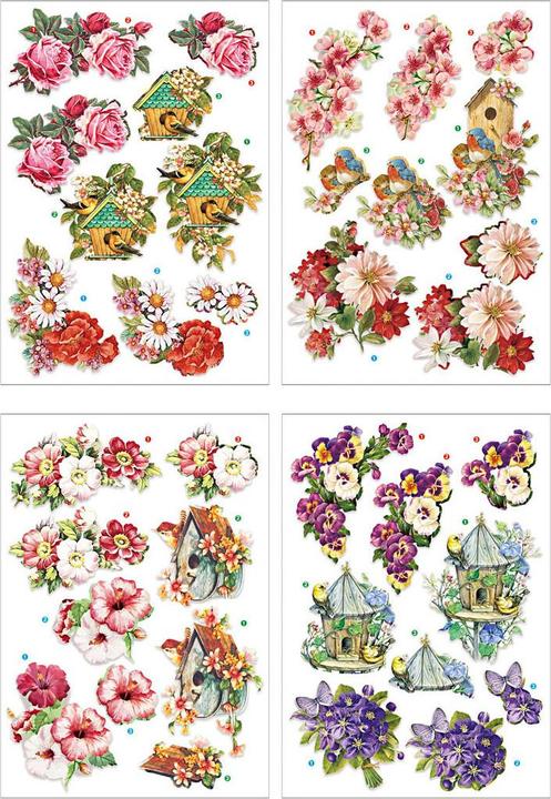 Immagine prodotto Creativ Company Fogli 3D fiori e uccelli, 4 fogli (4 x)