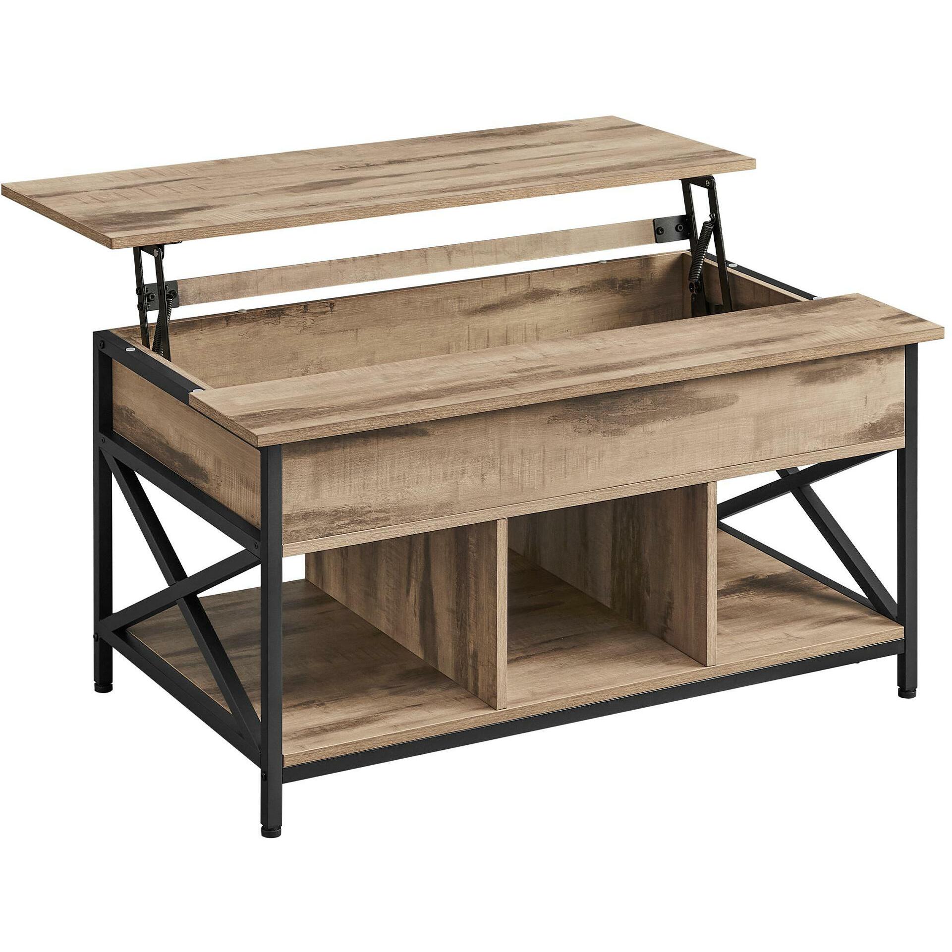 Vasagle, Tavolino da salotto, Couchtisch hellbraun 95,0 x 60,0 x 48,0 / 62,0 cm