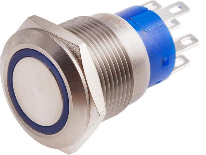 Image du produit RS PRO 19mm,stainless,DPDT,mom,Blue,24V