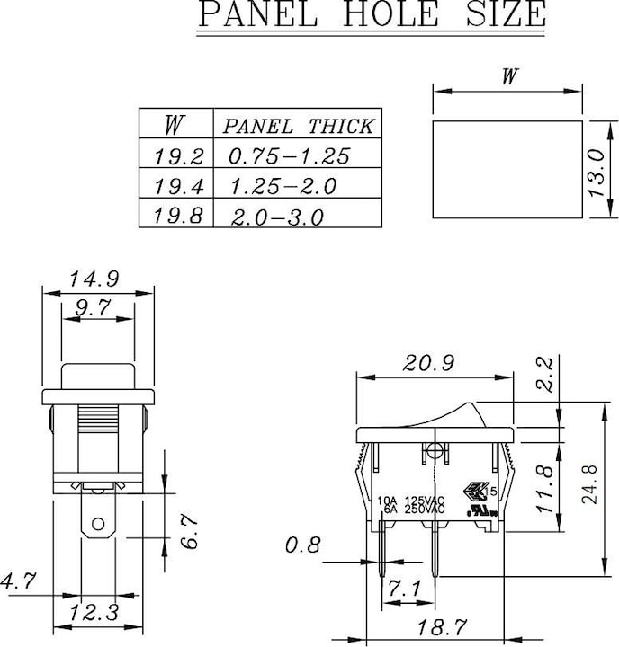 Image du produit Velleman Power Rocker Switch 3A-250V Spst (On)-Off