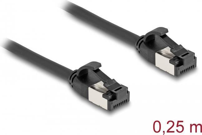 Produktbild Delock RJ45 Kabel Stecker zu Stecker Cat.8.1 flexibel 0,25 m schwarz (U/FTP, CAT8.1, 0.25 m)