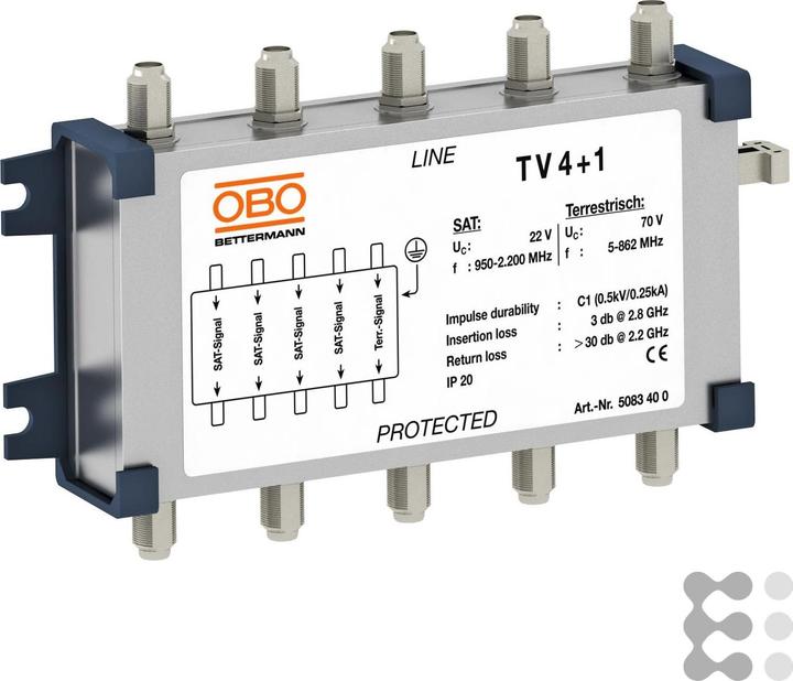 Actual product image OBO Bettermann TV 4+1 Surge protection device for satellite technology 70V 5083400 (Other)