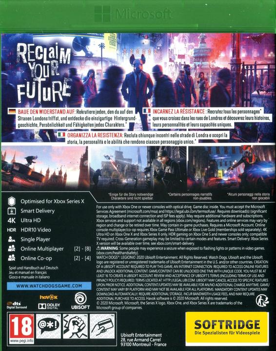 Immagine prodotto Ubisoft Watch Dogs: Legion (Xbox One X, Xbox Series X, IT)