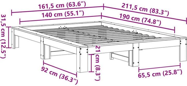 Image du produit vidaXL Bettgestell (140 x 190 cm)