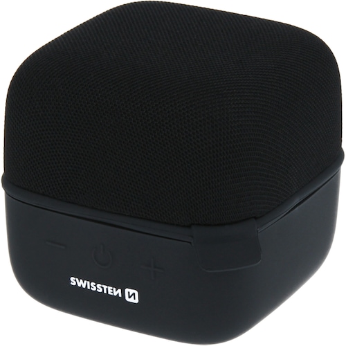 Swissten Musik Cube Bluetooth Speaker (5 h, Akkubetrieb), Bluetooth Lautsprecher, Schwarz