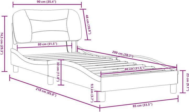 Produktbild VidaXL Bettgestell mit LED Stoff (180 x 200 cm)