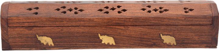 Actual product image Sattva Ayurveda Incence Wooden Box Elephant Wooden Incense Box With Elephant Motif