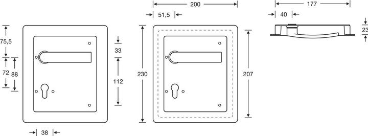 Produktbild FSB FSBTurnhallenmuschel 77 7952 - 200 x 230, rechts, PZ 72, VK 9, Edelstahl (Türgarnitur)