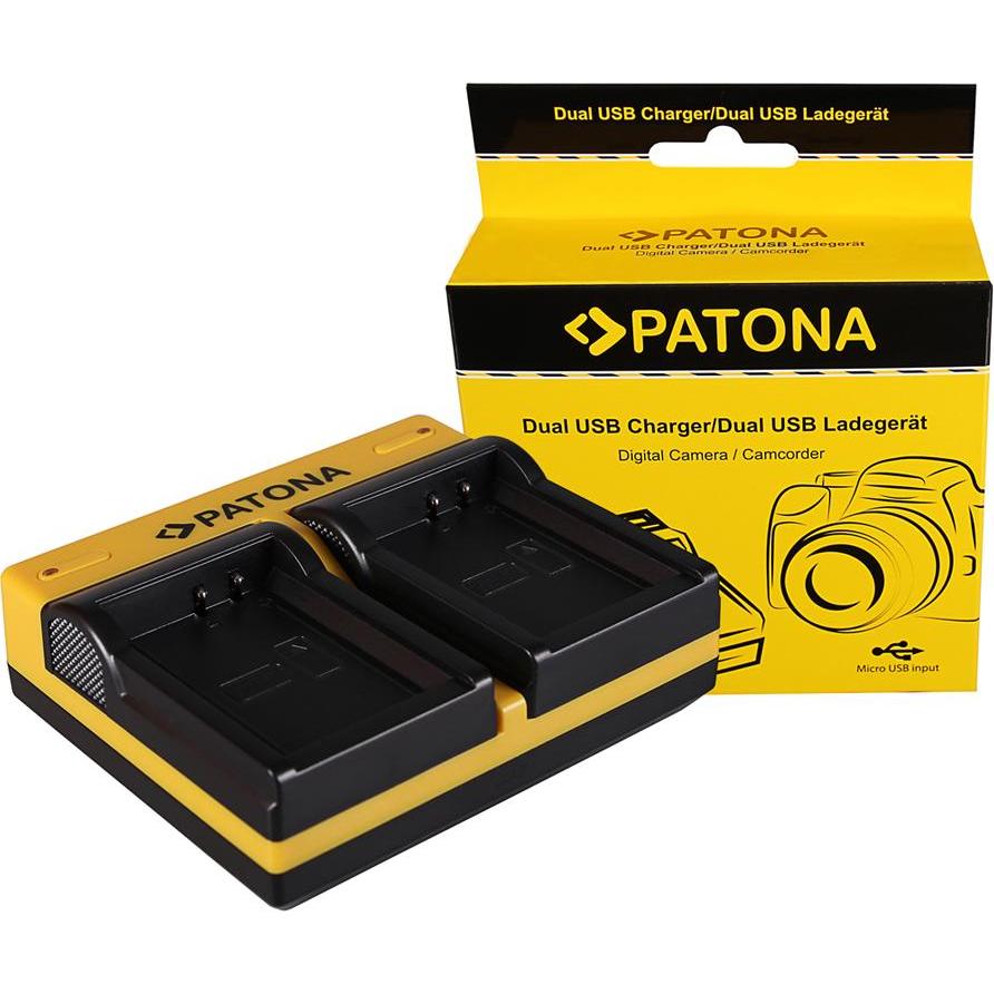 Patona Caricabatterie doppio per Canon LP-E10 EOS EOS1100D EOS-1100D Rebel T3 LP-E10 Kiss X50 incl. (Caricabatterie per fotocamere), Alimentatore foto