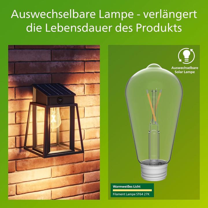 Immagine prodotto Philips Lampada da parete solare per esterni (470 lm, E27, IP44)