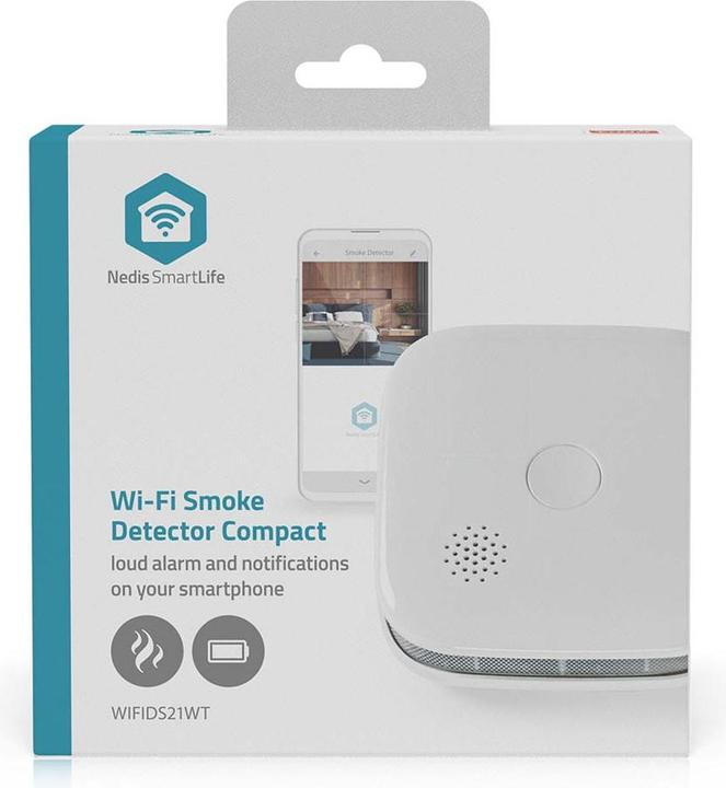 Actual product image Nedis SmartLife Smoke Detector | Wi-Fi | Battery operated | Sensor life: 10 years | EN 14604 | M