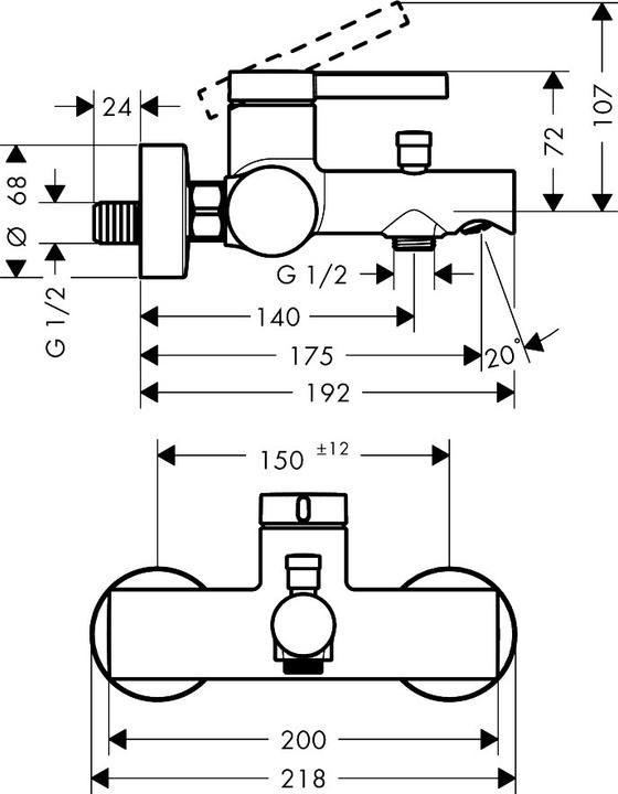 Actual product image hansgrohe Two-Function Deck Mounted Bath Mixer Tap with 17.5 cm Spout