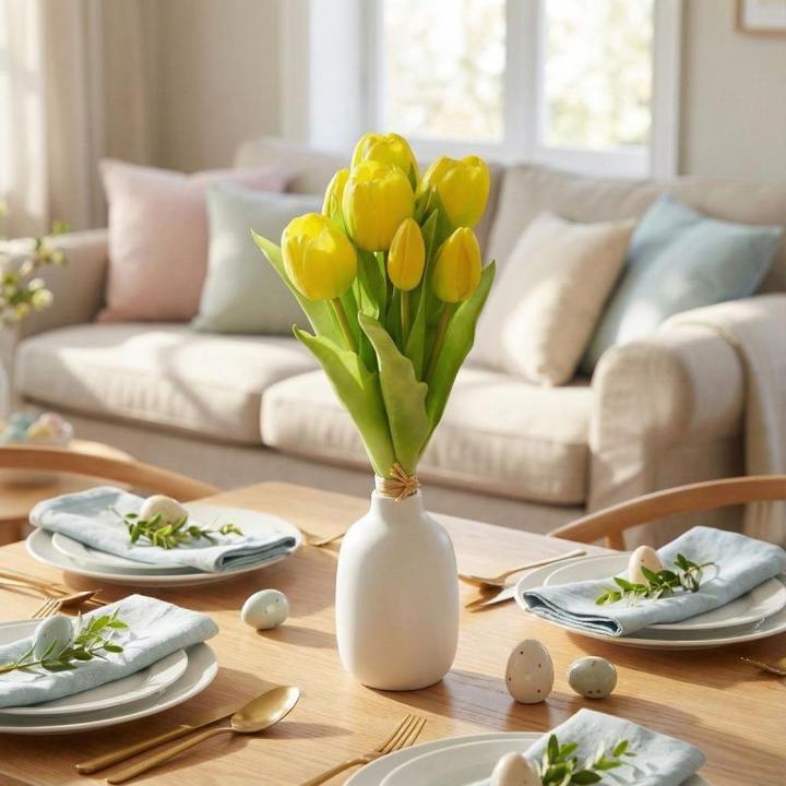 Produktbild Saska Garden Bukiet 7 Tulipanów żółtych 31cm Jak żywych Dekoracja Wiosenna (31 cm)