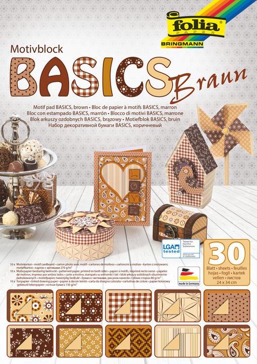 Produktbild Folia Motivblock Basics braun (270 g/m², 30 x)