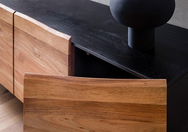 Actual product image FineBuy Sideboard Sideboard solid wood 180 cm chest of drawers Standing cabinet tree edge