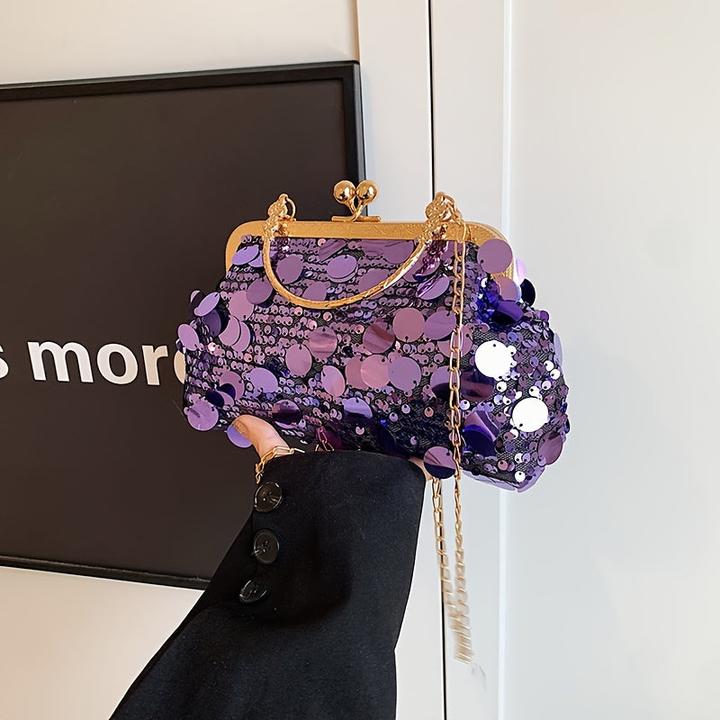 Actual product image Only-Bags.Store Chic vintage-inspired crossbody bag with adjustable strap and sequin accents